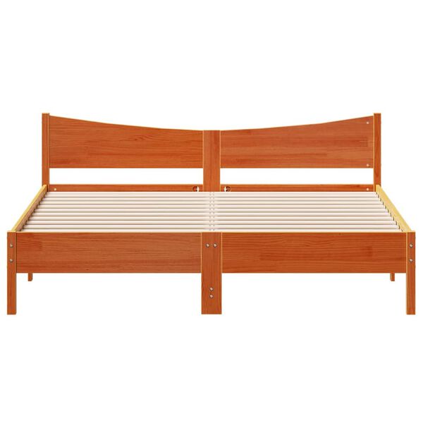 vidaXL Cama sin colch&oacute;n madera maciza de pino marr&oacute;n cera 200x200 cm