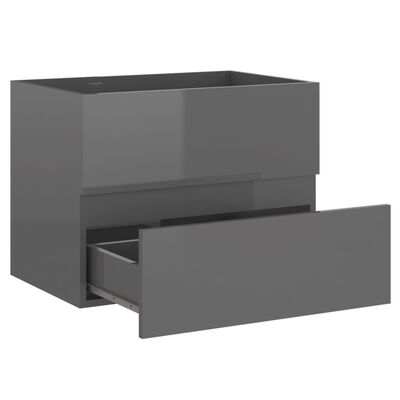 vidaXL Set muebles de baño 2 piezas madera contrachapada gris brillo