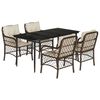 vidaXL Set comedor de jard&iacute;n 5 piezas y cojines rat&aacute;n sint&eacute;tico marr&oacute;n