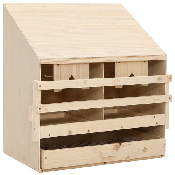vidaXL Ponedero para gallinas 2 compartimentos madera pino 63x40x65 cm