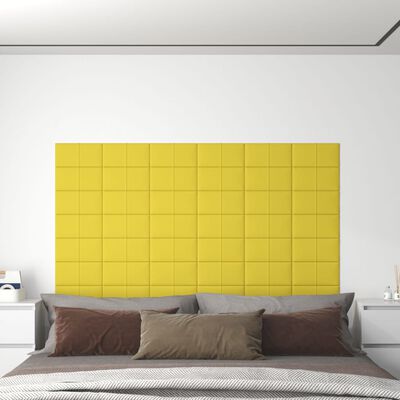 vidaXL Paneles de pared 12 uds tela amarillo claro 30x15 cm 0,54 m²