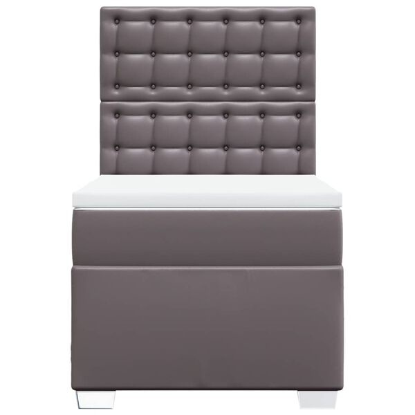 vidaXL Cama box spring con colchón cuero sintético gris 100x200 cm