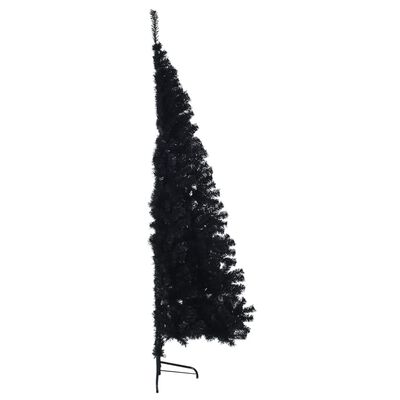 vidaXL Medio árbol de Navidad artificial con soporte PVC negro 210 cm