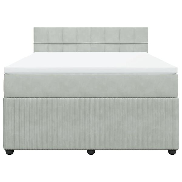 vidaXL Cama box spring con colch&oacute;n terciopelo gris claro 160x200 cm