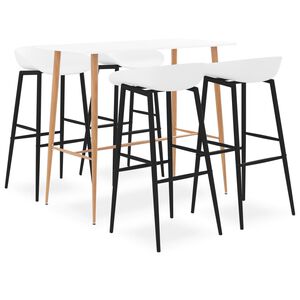 vidaXL Mesa alta y taburetes de bar 5 piezas blanco
