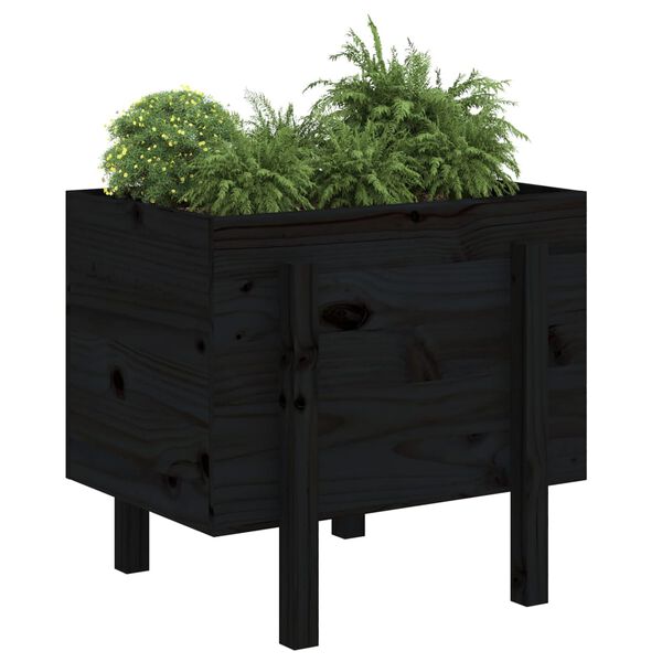 vidaXL Jardinera de madera maciza de pino negro 62x50x57 cm