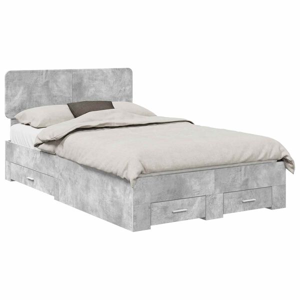 vidaXL Estructura de cama con cabecera Gris Concreto 120 x 190 cm
