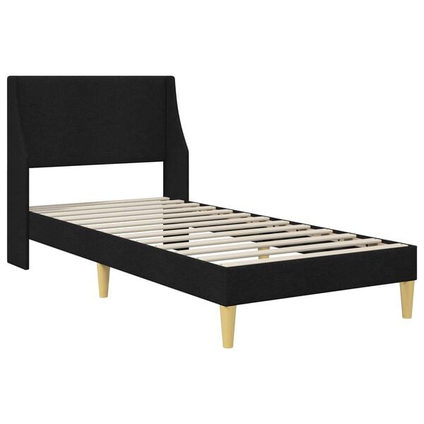 vidaXL Estructura de cama con cabecera Negro 90 x 200 cm tela