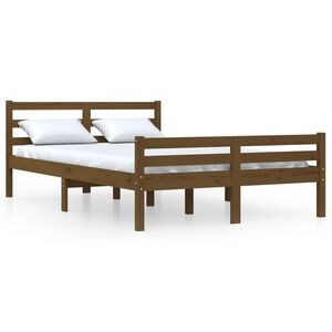 vidaXL Estructura cama sin colch&oacute;n madera maciza marr&oacute;n miel 120x190cm