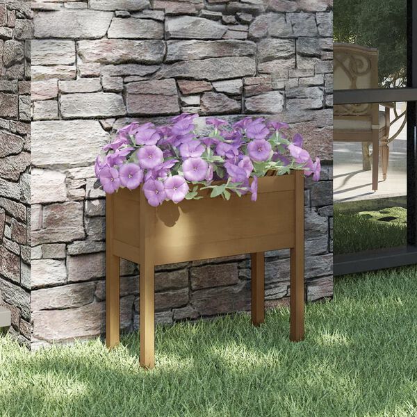 vidaXL Jardinera de madera maciza de pino marrón miel 70x31x70 cm