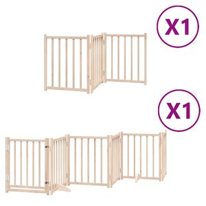 vidaXL Puerta para perros plegable 9 paneles madera de &aacute;lamo 450 cm
