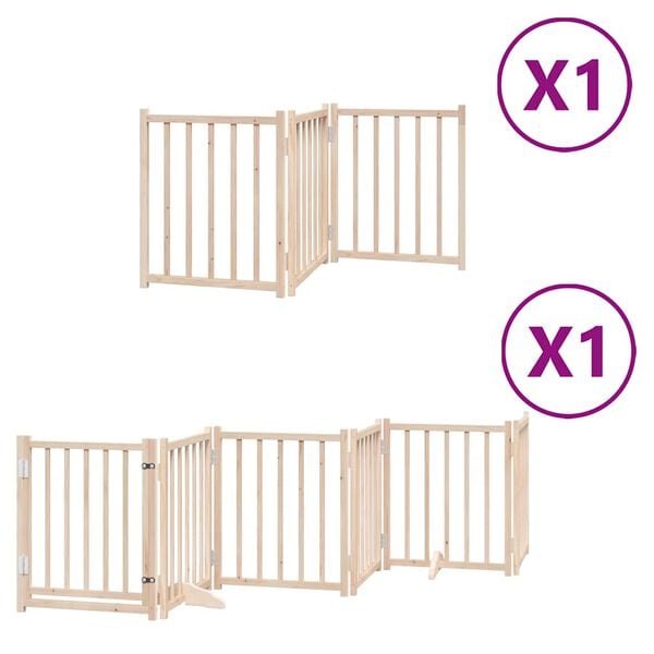 vidaXL Puerta para perros plegable 9 paneles madera de &aacute;lamo 450 cm