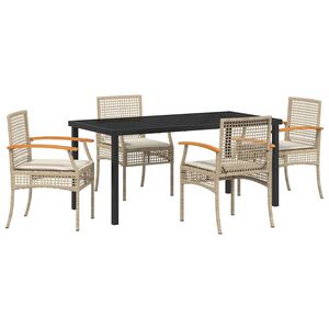 vidaXL Conjunto de Comedor de Jard&iacute;n 5 pcs Beige rat&aacute;n sint&eacute;tico