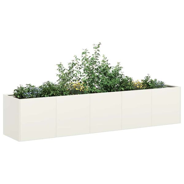 vidaXL Jardinera de acero laminado en fr&iacute;o blanco 200x40x40 cm