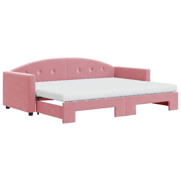 vidaXL Sofá cama nido con colchón terciopelo rosa 80x200 cm