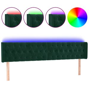 vidaXL Cabecero con LED de terciopelo verde oscuro 183x16x78/88 cm