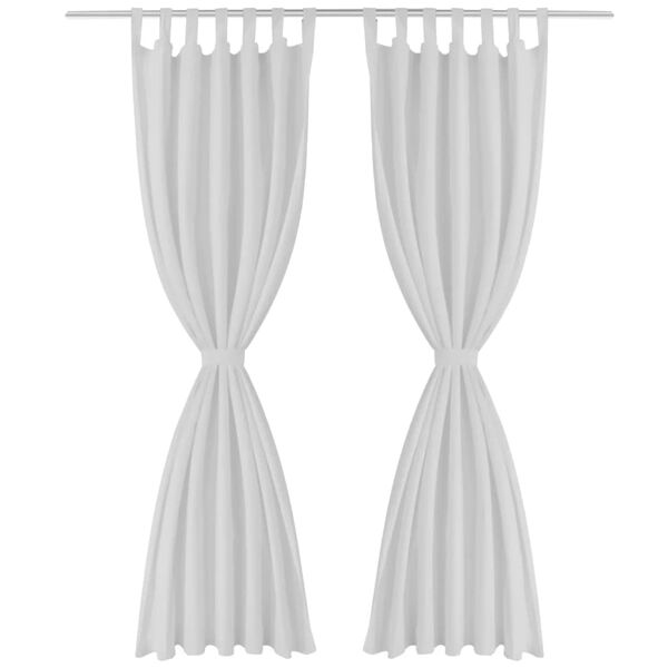 2 cortinas blancas micro-satinadas con trabillas, 140 x 175 cm
