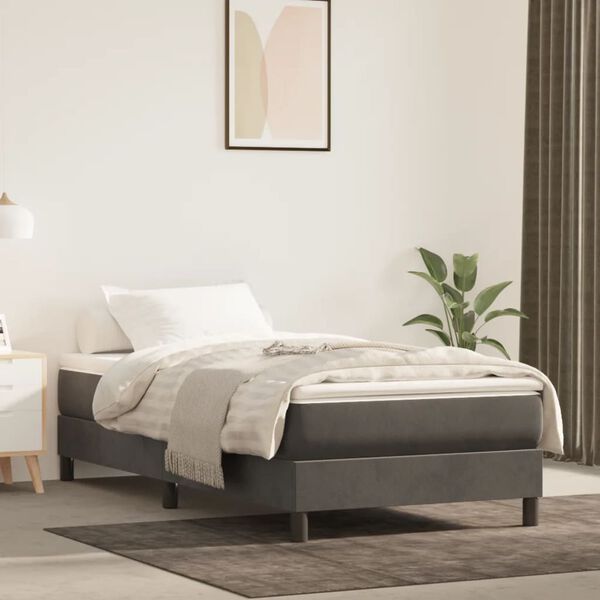 vidaXL Estructura de cama con somier terciopelo gris oscuro 100x200cm