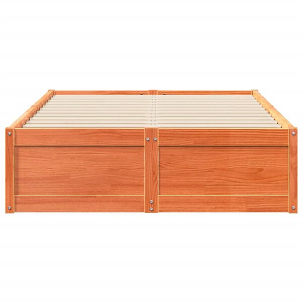 vidaXL Estructura de cama sin colch&oacute;n madera maciza marr&oacute;n 135x190 cm