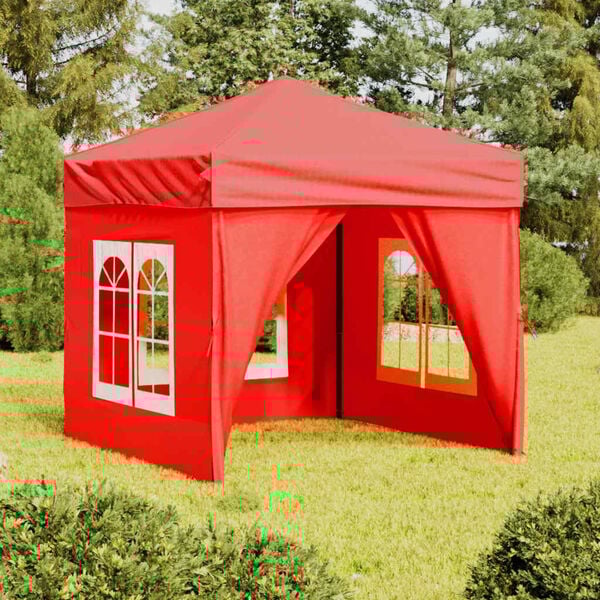 vidaXL Carpa para fiestas plegable con paredes laterales rojo 2x2 m