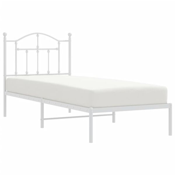 vidaXL Estructura cama sin colch&oacute;n con cabecero metal blanco 80x200 cm