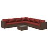 vidaXL Set sof&aacute;s de jard&iacute;n 8 piezas y cojines rat&aacute;n sint&eacute;tico marr&oacute;n