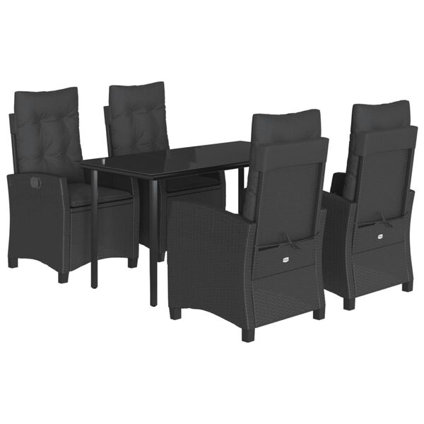 vidaXL Set de muebles jard&iacute;n 5 pzas con cojines rat&aacute;n sint&eacute;tico negro