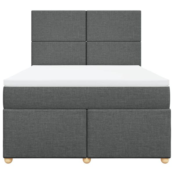 vidaXL Cama box spring con colchón tela gris oscuro 160x200 cm