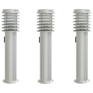 vidaXL L&aacute;mparas de suelo exterior con enchufe 3 uds acero inox 60 cm