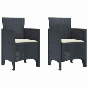 vidaXL Silla de Jardín 2 pcs Antracita 53 x 49 x 85 cm PP