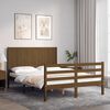 vidaXL Estructura cama y cabecero madera maciza marr&oacute;n miel 140x190 cm