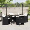 vidaXL Conjunto de Comedor de Jard&iacute;n 5 pcs Negro rat&aacute;n sint&eacute;tico