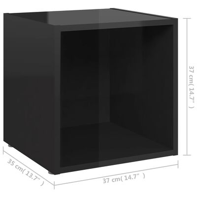 vidaXL Mueble para TV madera contrachapada negro brillo 37x35x37 cm