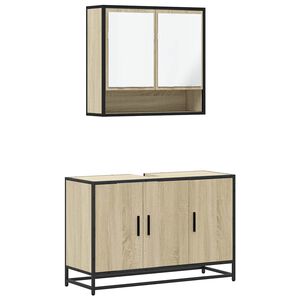 vidaXL Set de muebles de ba&ntilde;o 2 pzas madera contrachapada roble Sonoma