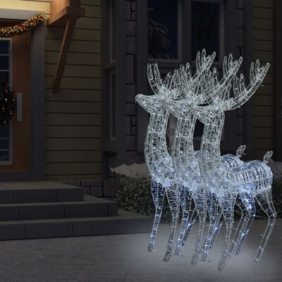 vidaXL Renos de Navidad acrílico 250 LED 3 uds blanco frío 180 cm