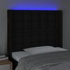vidaXL Cabecero con LED de tela negro 83x16x118/128 cm