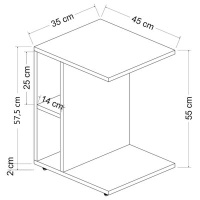 Homemania Mesa de centro Ceylin blanco 45x35x57,5 cm