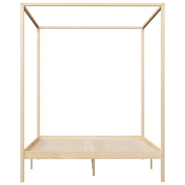 vidaXL Cama con dosel 4 cajones madera maciza pino 160x200 cm