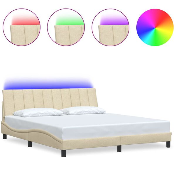 vidaXL Estructura de cama sin colch&oacute;n Hanko tela color crema 180x200 cm