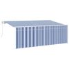 vidaXL Toldo Retr&aacute;ctil Rayado Manual Azul 350 x 200 cm tela