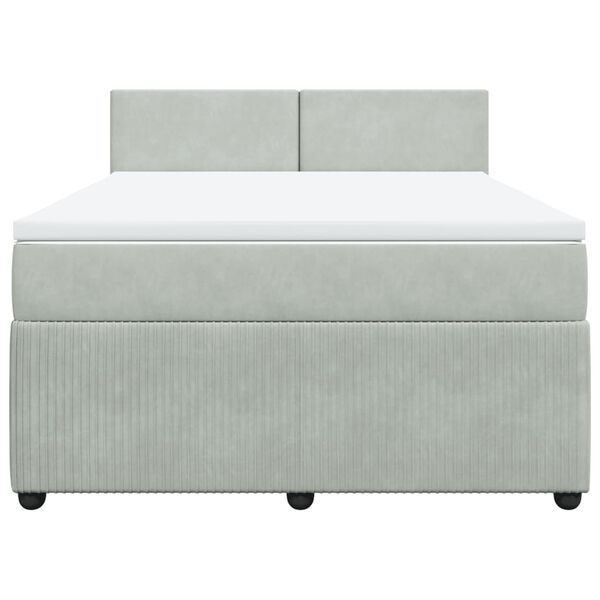 vidaXL Cama box spring con colch&oacute;n terciopelo gris claro 140x190 cm