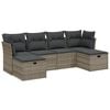 vidaXL Set de sof&aacute;s de jard&iacute;n 6 pzas y cojines rat&aacute;n sint&eacute;tico gris