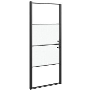 vidaXL Puerta de ducha vidrio semiesmerilado negro 81x195 cm