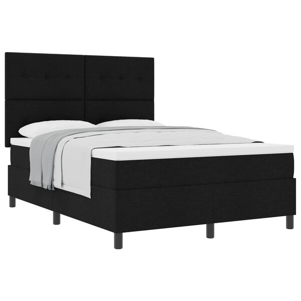 vidaXL Cama tipo Box Spring con colch&oacute;n Negro 140 x 190 cm tela