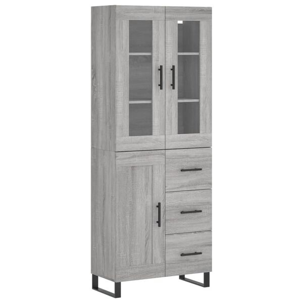 vidaXL Aparador alto madera contrachapada gris sonoma 69,5x34x180 cm