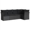 vidaXL Set de muebles de jard&iacute;n 5 pzas y cojines rat&aacute;n sint&eacute;tico negro