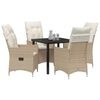 vidaXL Conjunto de Comedor de Jard&iacute;n 5 pcs Beige rat&aacute;n sint&eacute;tico