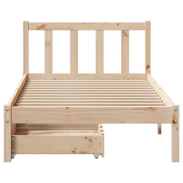vidaXL Estructura de cama sin colch&oacute;n madera maciza pino 75x190 cm