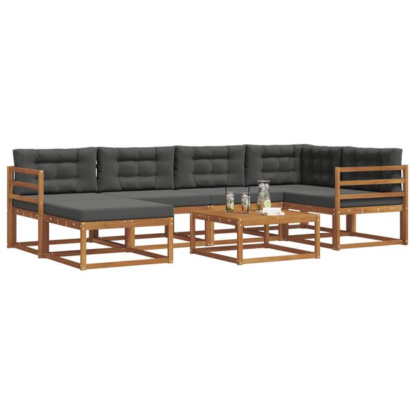 vidaXL Conjunto de sof&aacute;s de exterior 7 pcs Natural y Antracita