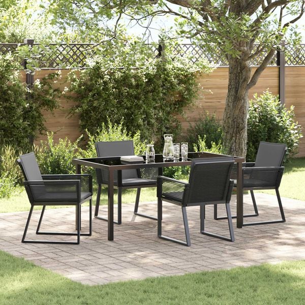 vidaXL Conjunto de Comedor de Jard&iacute;n 5 pcs Negro